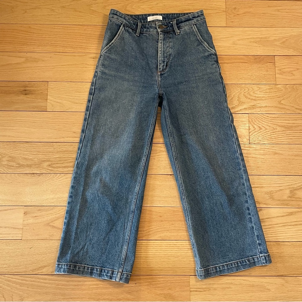 OAK + FORT straight leg blue denim jeans